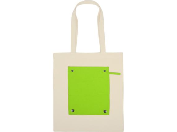 Складная хлопковая сумка для шопинга «Gross» с карманом, 180 г/м2