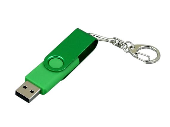 USB 3.0- флешка промо на 128 Гб с поворотным механизмом и однотонным металлическим клипом