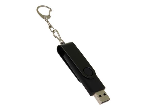 USB 2.0- флешка на 16 Гб с поворотным механизмом и дополнительным разъемом Type-C