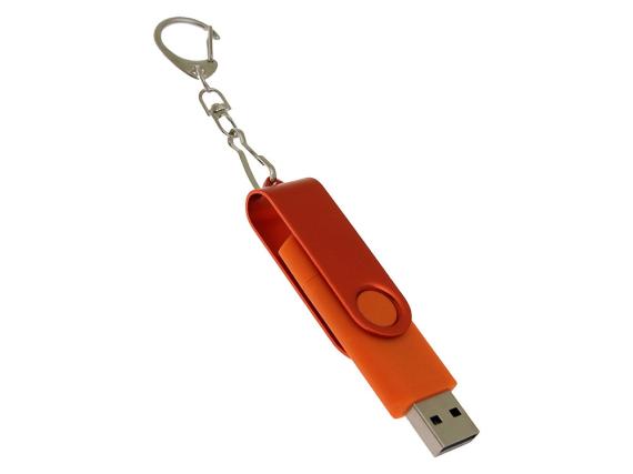 USB 2.0- флешка на 16 Гб с поворотным механизмом и дополнительным разъемом Type-C