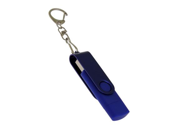 USB 2.0- флешка на 64 Гб с поворотным механизмом и дополнительным разъемом Type-C