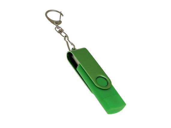 USB 2.0- флешка на 64 Гб с поворотным механизмом и дополнительным разъемом Type-C