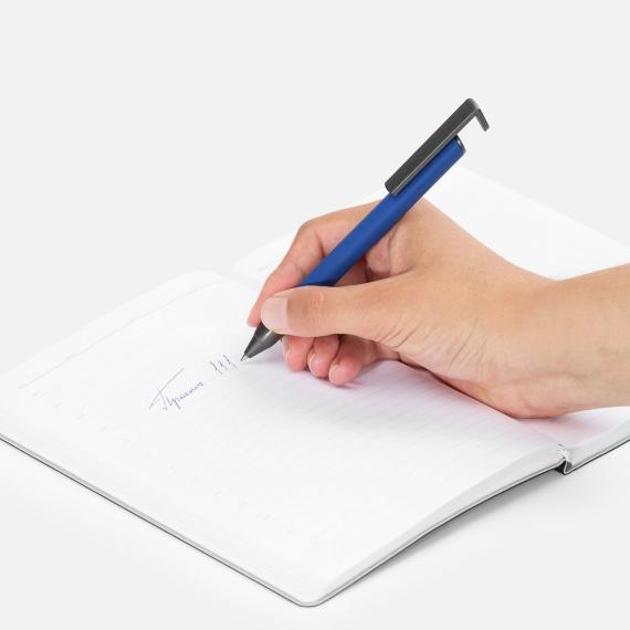 Ручка шариковая Standic с подставкой для телефона, синяя