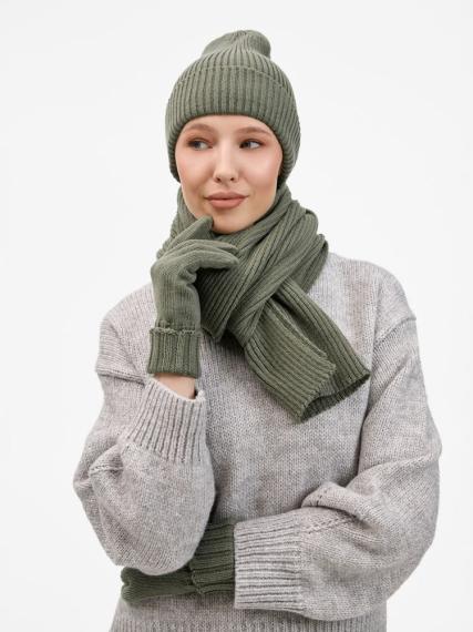 Шапка Catch Match без помпона, зеленая (полынь)