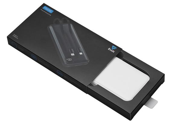 Внешний аккумулятор со встроенными кабелями «Фрэйм», 10000мач