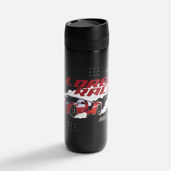 Термостакан X1 с цветной кнопкой, черный с зеленым