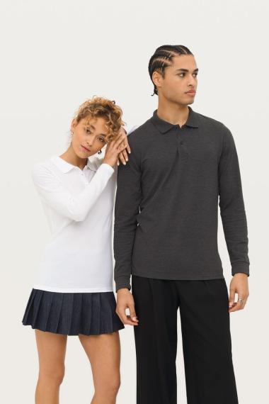 Рубашка поло мужская с длинным рукавом Perfect LSL Men серый меланж, размер XL