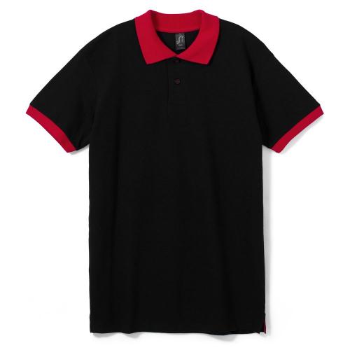 Рубашка поло Prince 190 черная с красным, размер S