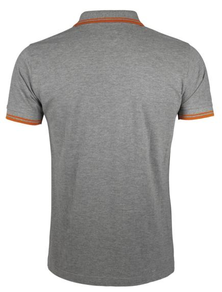 Рубашка поло мужская Pasadena Men 200 с контрастной отделкой, серый меланж/оранжевый, размер L
