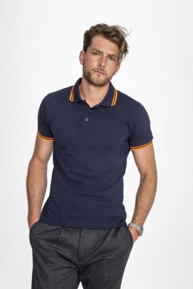 Рубашка поло мужская Pasadena Men 200 с контрастной отделкой серый меланж/оранжевый, размер 3XL